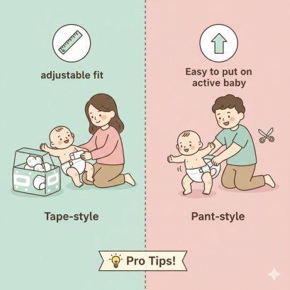 เลือกผ้าอ้อมสำเร็จรูป (Diaper) ยี่ห้อไหนดี? แบบเทป vs แบบกางเกง (คู่มือแม่มือใหม่ 2026)