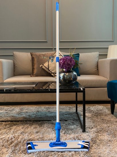 ไม้ม็อบไมโครไฟเบอร์ชุดสีฟ้า 18 นิ้ว ด้าม 1.5 เมตร