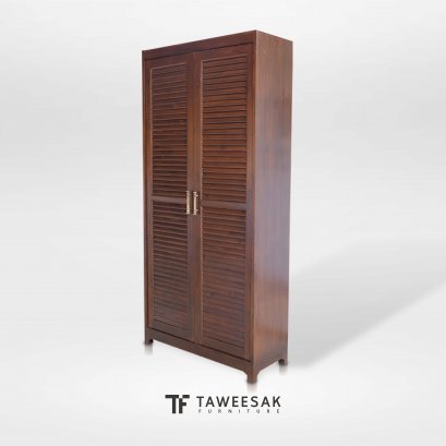 ตู้รองเท้าไม้สักบานเกล็ด SS004