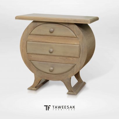ตู้ข้างเตียงทรงกลมไม้สัก CB002