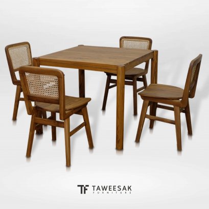 ชุดโต๊ะอาหารแต่งหวาย DS077