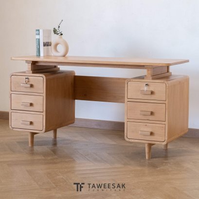 โต๊ะทำงานไม้สักแท้ AT077