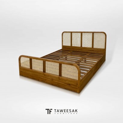 เตียงไม้สักหวายแท้สไตล์มินิมอล BE155