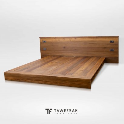 เตียงนอนไม้สักลอฟท์ BE177