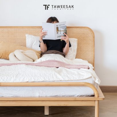 Sista เตียงไม้สักผสมหวายสไตล์นอร์ดิก BE113