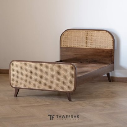 เตียงไม้สักแท้ผสมหวาย BE144
