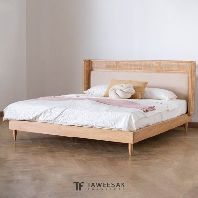 Mandarin เตียงไม้สักบุเบาะ BE213