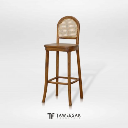 เก้าอี้บาร์ผสมหวายไม้สักแท้ CH139