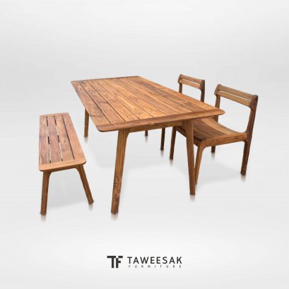 ชุดโต๊ะไม้สักโมเดิร์น outdoor DS139