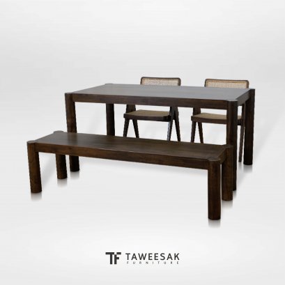 ชุดโต๊ะอาหารไม้สักโมเดิร์น DS115