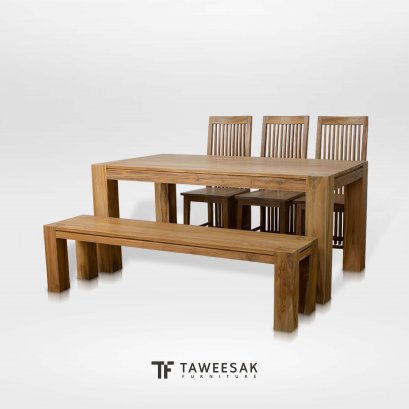 ชุดโต๊ะอาหารไม้สัก DS120