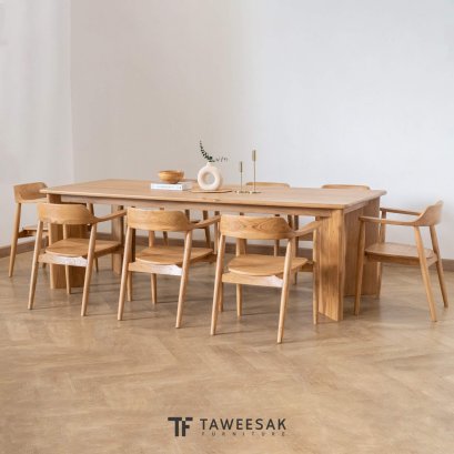 Sandy ชุดโต๊ะอาหารไม้สัก DS107 Nordic Luxury