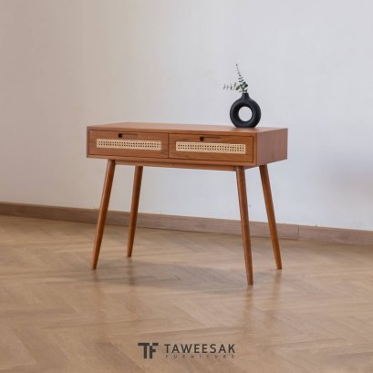 โต๊ะเครื่องแป้งไม้สักบุหวาย DT052