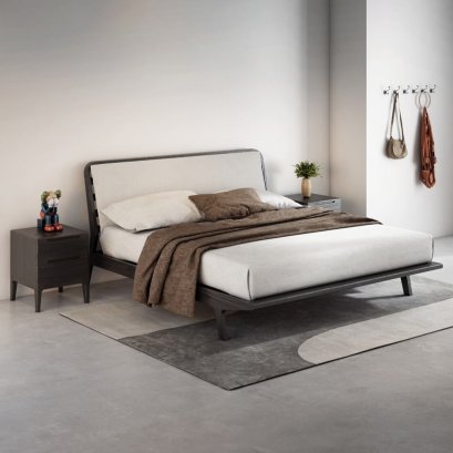 Toast เตียงไม้สักบุเบาะ BE216