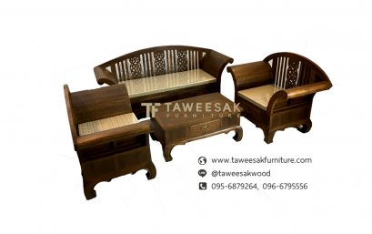 ชุดรับแขกฉลุไม้สัก LS027