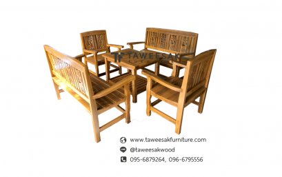 ชุดรับแขกลายกวางไม้สัก LS031