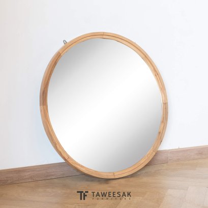 กระจกกรอบไม้สักทรงกลม OT004