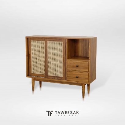 ตู้เคาน์เตอร์ไม้สักผสมหวาย SB024