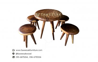 ชุดโต๊ะน้ำชาไม้จามจุรี TS009
