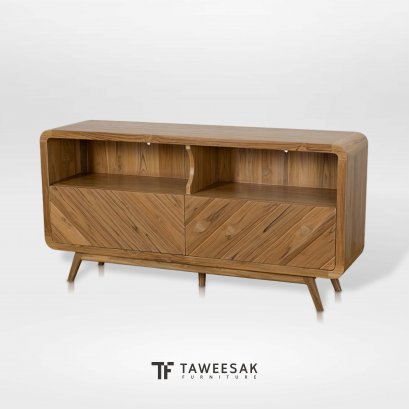 ตู้วางทีวีไม้สักลายก้างปลา TV093