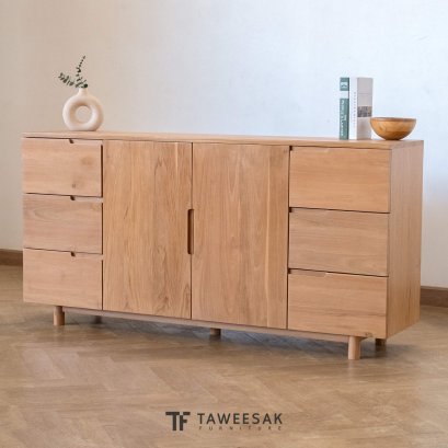 ชั้นวางทีวีไม้สักมินิมอล TV097