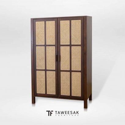 ตู้เสื้อผ้าไม้สักผสมหวายสไตล์มูจิ WD076