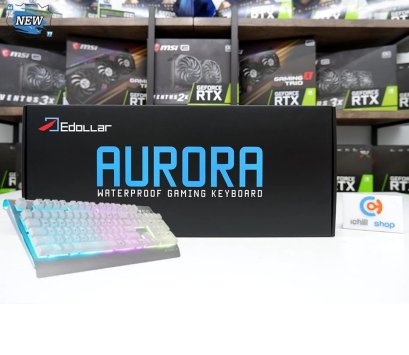 KEYBOARD (คีย์บอร์ด) EDOLLAR AURORA WATERPROOF GAMING WHITE (ของใหม่) P10444