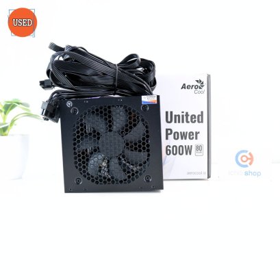 POWER SUPPLY (พาวเวอร์ซัพพลาย) AEROCOOL UNITED 600W (80 PLUS WHITE) P14346
