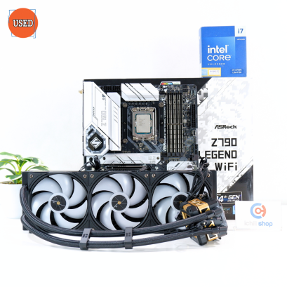 ชุดซีพียูเมนบอร์ดพร้อมชุดน้ำ CPU: I7-14700K+MB: ASROCK Z790 STEEL LEGEND WIFI+LC: FROZEN WARFRAME 360 BLACK ARGB P16640