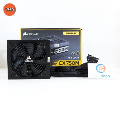 POWER SUPPLY (พาวเวอร์ซัพพลาย) CORSAIR CX750M 750W (80 PLUS BRONZE) ประกันร้าน 30 วัน P14043