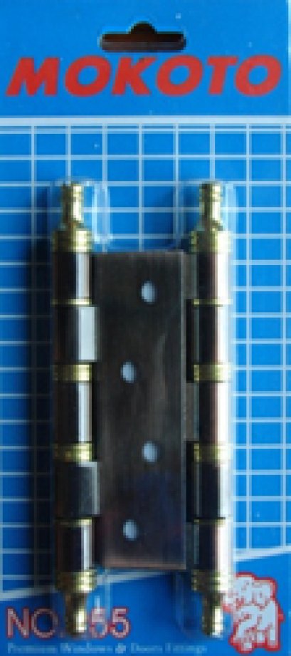 #955 บานพับรมดำลายเรียบ หัวจุกทองเหลือง 4x3x2.5