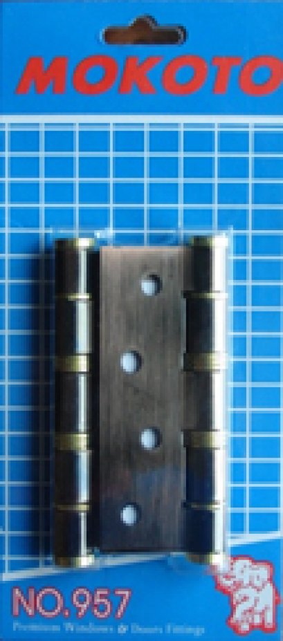 #957 บานพับรมดำลายเรียบ หัวตัดทองเหลือง 4x3x2.5