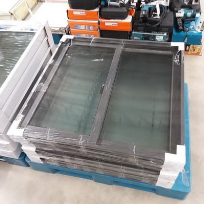 FA23-W0125 หน้าต่าง SS ไม่มุ้ง สีเทา 100x100cm.