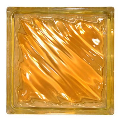 N-009/942 บล็อกแก้วสี ช้างแก้ว คลื่นสมุทร 3 นิ้ว 190x190x80 มม. สีส้ม