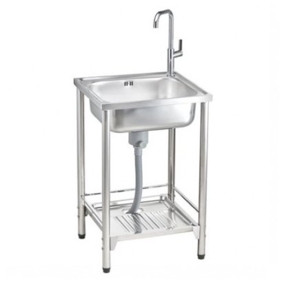 MEX อ่างล้างจานสเตนเลส 1 หลุม พร้อมขาตั้ง รุ่น PSB55ML + ก๊อกน้ำเย็น