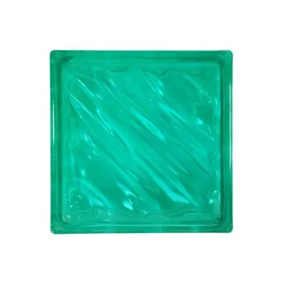 N - 009/943 บล็อกแก้วสี 3 นิ้ว ช้างแก้ว แก้วคลื่นสมุทร 190x190x80 มม. สีเขียว