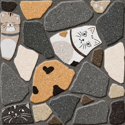 UMI 16"x16" D-100 คาลิโก้แคทแบล็ค A ( Pack6 )