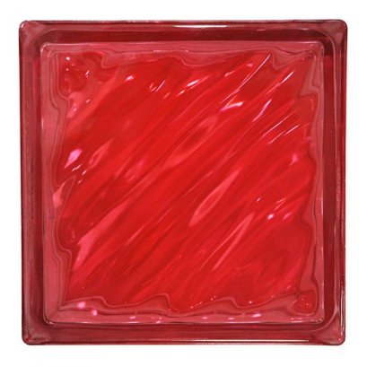 N-009/945 บล็อกแก้วสี 3 นิ้ว คลื่นสมุทร 190x190x80 มม. สีแดง