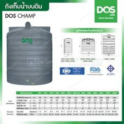 ถังเก็บน้ำบนดิน DOS รุ่น CHAMP COM-03/GS-5000L สีเทา