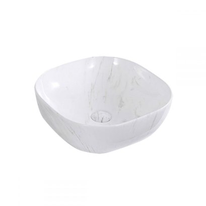 AQ WHITE-99 อ่างล้างหน้าเซรามิค ลายหินอ่อนขาว