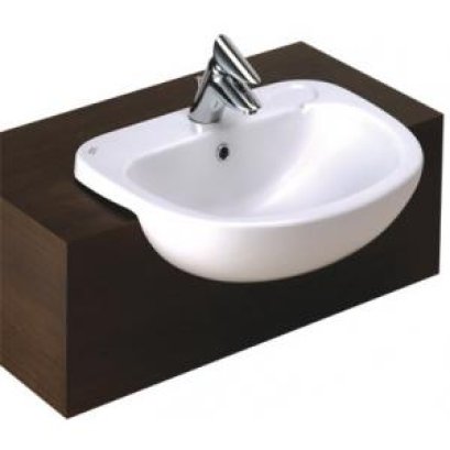 TF-0520-WT อ่างล้างหน้าครึ่งเคาน์เตอร์ สีขาว