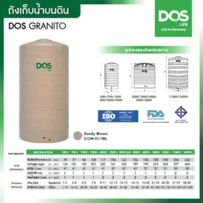 ถังเก็บน้ำบนดินดอส COM-01/SB-550L สีแซนดี้ บราวน์