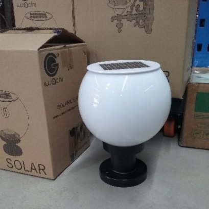 ไฟหัวเสาทรงกลมขุ่น โซล่าเซลล์ 20cm. 1W เดย์ไลท์ IWACHI