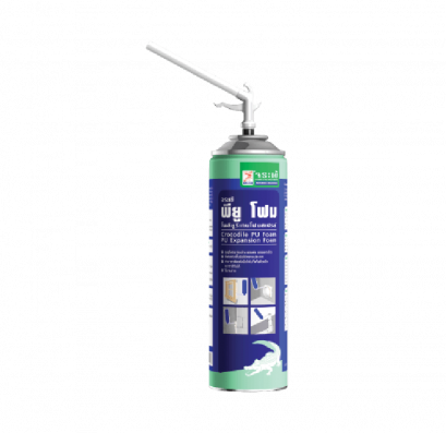 จระเข้ พียู-โฟม อุดช่องว่าง ทาสีทับได้ สีเหลือง 500 ml