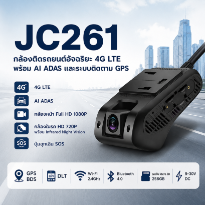 JC261 AI Dual Camera 4G LTE GPS Dash Cam with ADAS & Real-Time Vehicle Tracking.