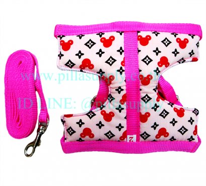 สายรัดอก (แบบมีผ้ารอง)+สายจูง # 2