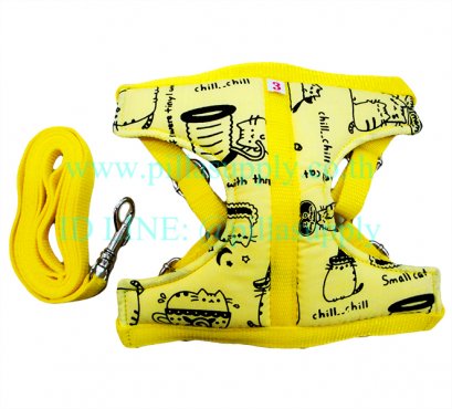 สายรัดอก (แบบมีผ้ารอง)+สายจูง # 3