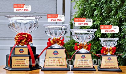 ถ้วยรางวัลแก้วคริสตัลฐานไม้