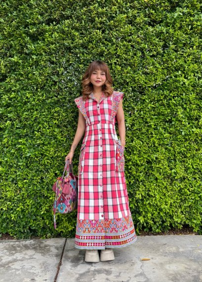 Maxi Dress จากผ้าขาวม้าราชบุรี x ผ้าไทลื้อน่าน
