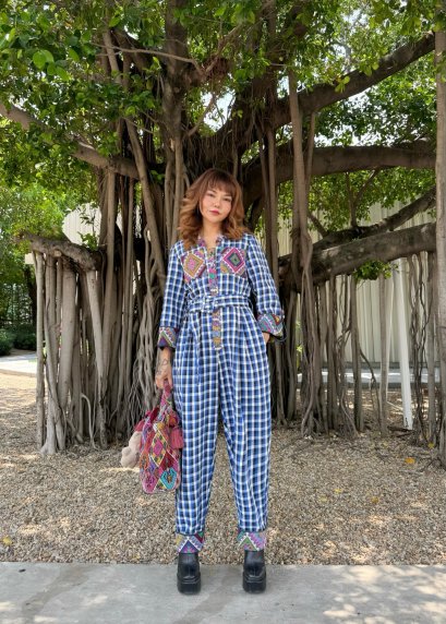Jumpsuit จากผ้าขาวม้าราชบุรี x ผ้าไทลื้อน่าน